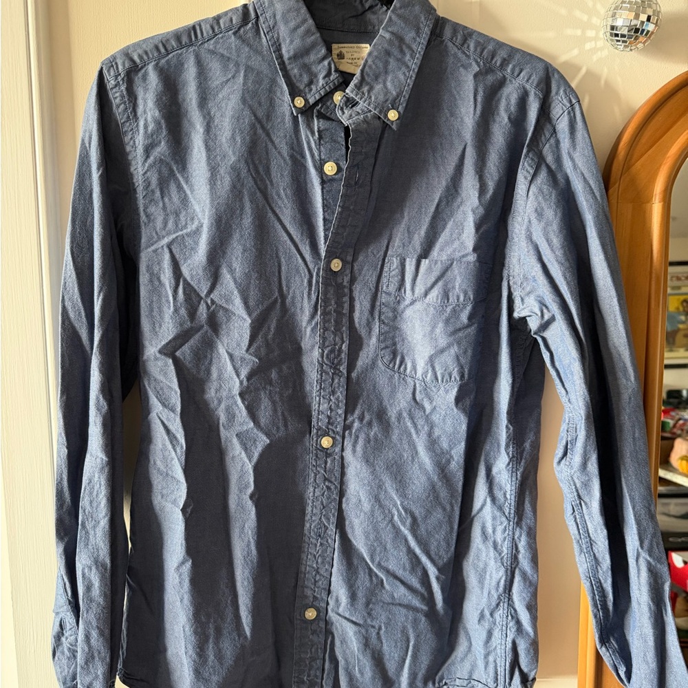 J. Crew Sunwashed Oxford Shirt in Denim Blue